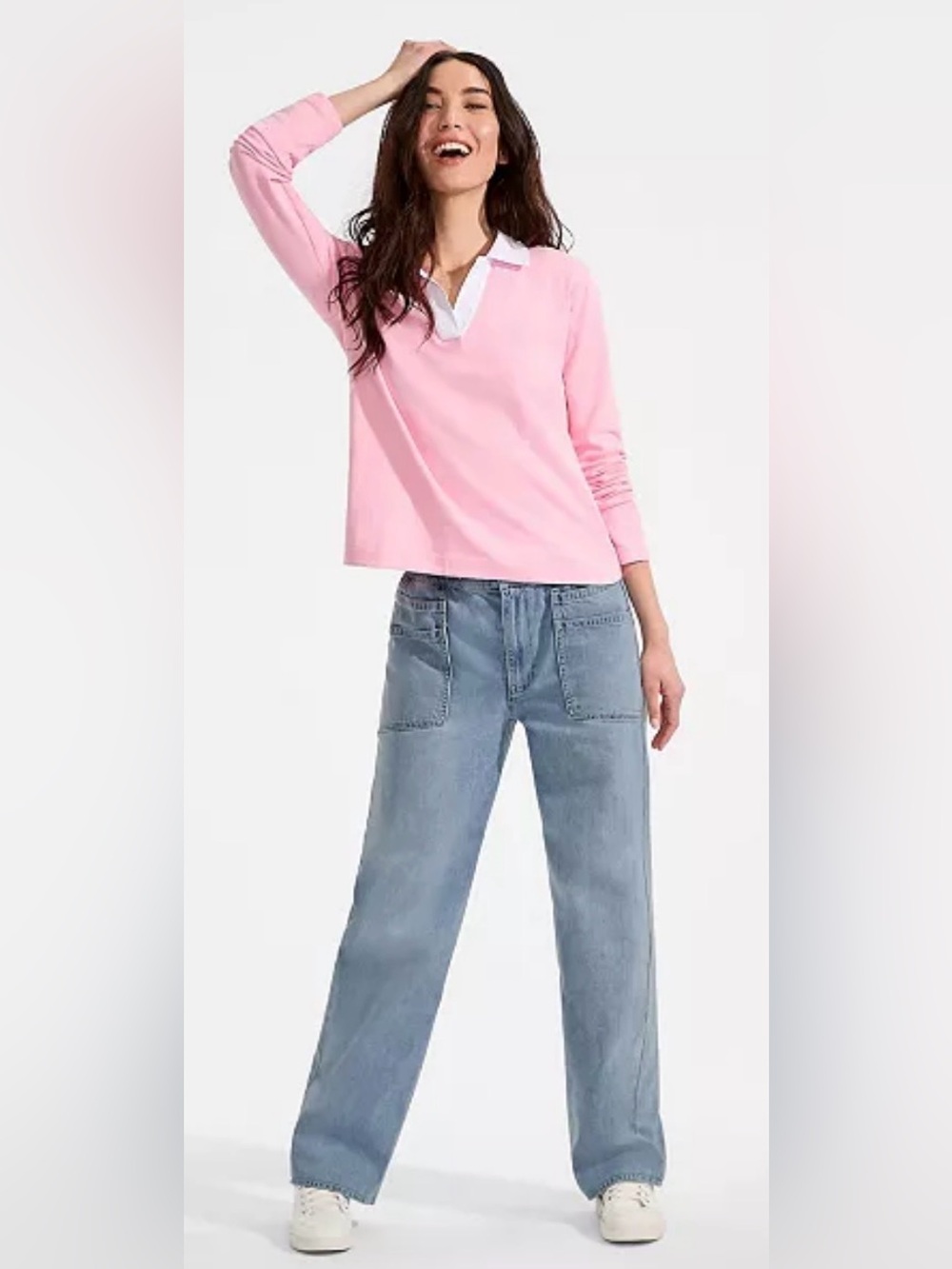 Lands’ End Wide Leg Jeans Drawstring Zip 10P
